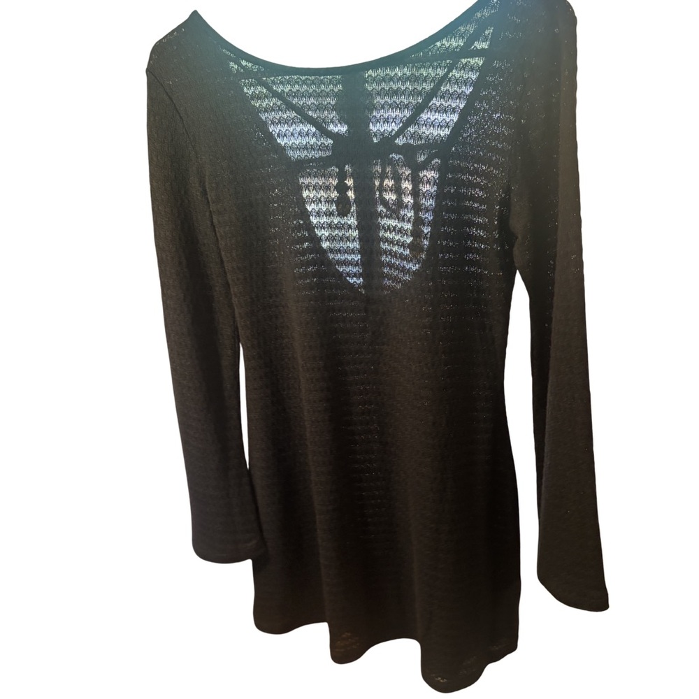 Divided H & M Black Sheer Knit Long Sleeve Dress or Cover-up Med New